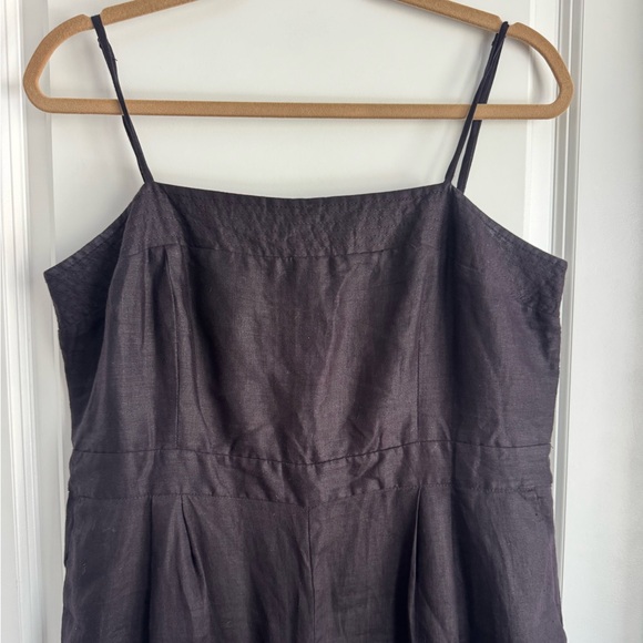 J. Crew Linen Wide Leg Cropped Jumpsuit Spaghetti Strap Soft Black Size 12 - Picture 6 of 7